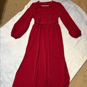 SHEIN Long Sleeve Red Dress